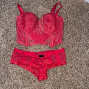 Victoria's Secret Vibrant Red Lace Bra Set